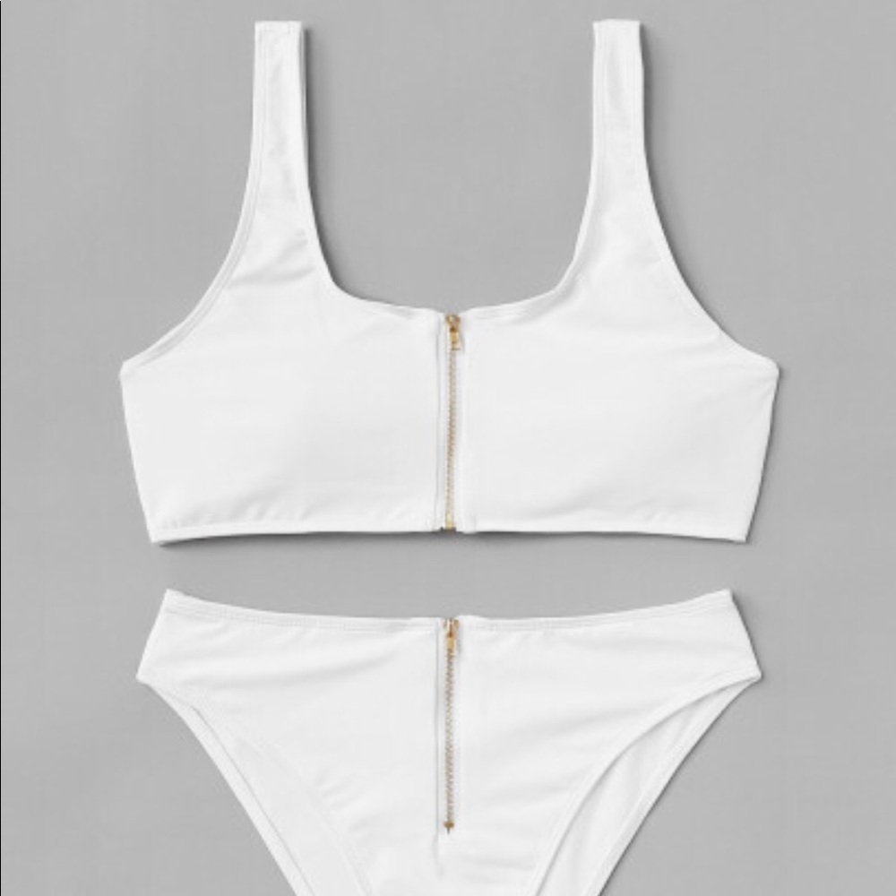 White High Waisted Bikini w/ Zippers